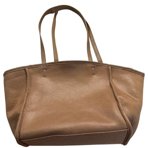 Neiman Marcus Camel Brown Suede Tote Bag with Sherpa Lining - Picture 1 of 7